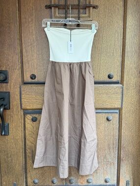 Babaton White and Brown Sleeveless Dress Size S